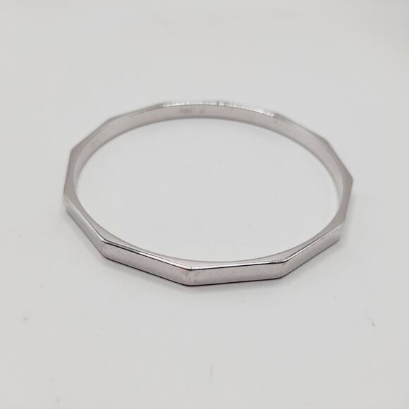 Vintage Monet Silver Tone Faceted Bangle Bracelet Signed Designer - Picture 5 of 9